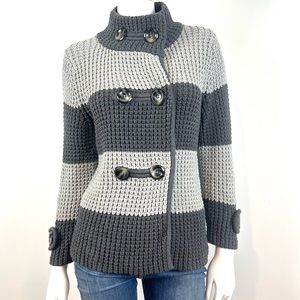 BANANA REPUBLIC Double Breasted Stripe Wool Blend Sweater Women's Size Medium